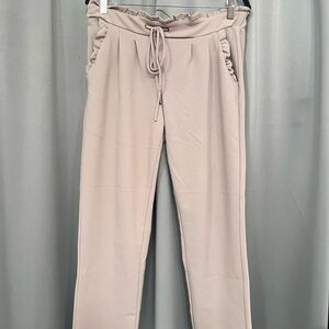 Boom Boom Jeans Beige Drawstring Paperbag Waist Joggers
